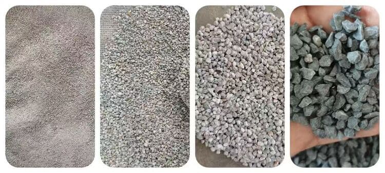 Material types for jaw crushers Close-up of different types of crushed rock aggregate
